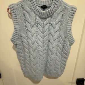 Rails Light Blue Cable Knit Sleeveless Turtleneck Sweater